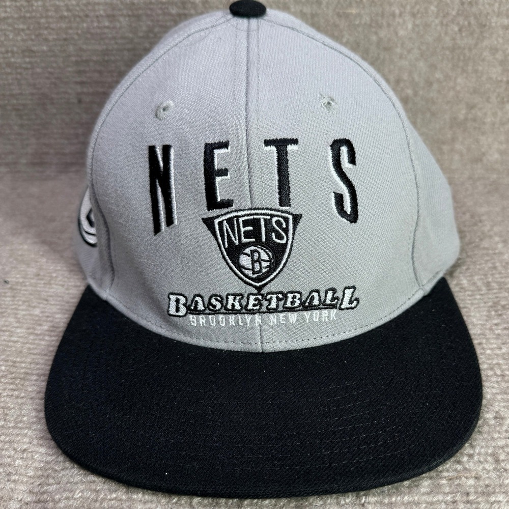Brooklyn Nets Mitchell & Ness Snapback Hat Mens OSFM Gray Black NBA Basketball